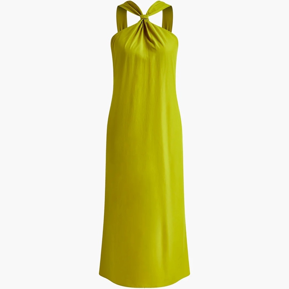 Elegant Cross Halter Mustard Women’s Dress Small - Picture 2 of 5